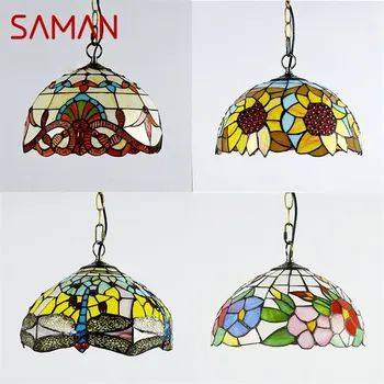 Подвесной Светильник SAMAN Tiffany LED Lamp Современные Креативные Светильники Для Украшения Домашней Столовой