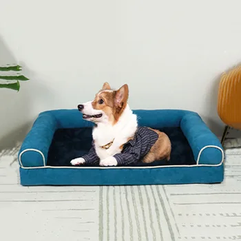 Удобная кровать для собак, диван, Прекрасное Плюшевое гнездышко для щенков, теплый и мягкий Квадратный коврик для питомника, легко моющаяся подушка для собак для глубокого сна