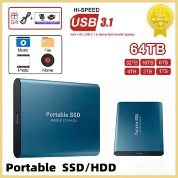 Портативный Внешний SSD 1 ТБ 2 ТБ 4 ТБ HD Портативный Жесткий Диск Твердотельный Накопитель USB3.1 Type C Для Ноутбука Тетрадь Компьютер PS5