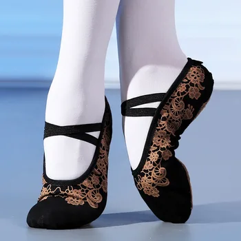 Детская танцевальная обувь с принтом Йога балет для взрослых Китайская танцевальная обувь Обувь с мягкой подошвой кошачий коготь
