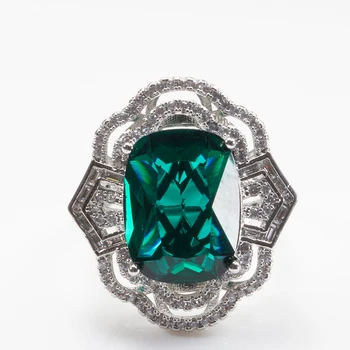 Celllacity Винтажное женское Ювелирное кольцо из Серебра 925 пробы с зеленым изумрудом и цирконом, драгоценный камень, женский подарок для свиданий, ювелирный подарок