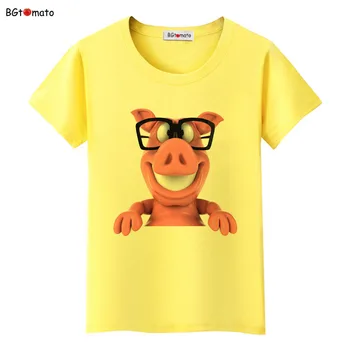 3D солнцезащитные очки Pig, крутая футболка для женщин, милая футболка с рисунком розовой свиньи, оригинальный бренд, летние топы хорошего качества, футболки