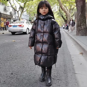 2023 Детская Зимняя парка для девочек в Корейском стиле с капюшоном -30 Градусов, однобортный пуховик, свободный Толстый теплый зимний костюм для девочек