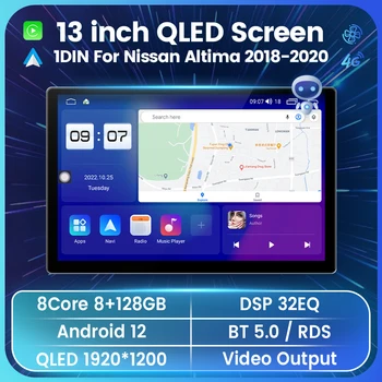 Автомобильное Радио Для Nissan Altima L34 2018 2019 2020 Android 12 AI Голосовое Мультимедийное Управление 13-Дюймовый Экран 2K Беспроводной Carplay 4G + WiFi