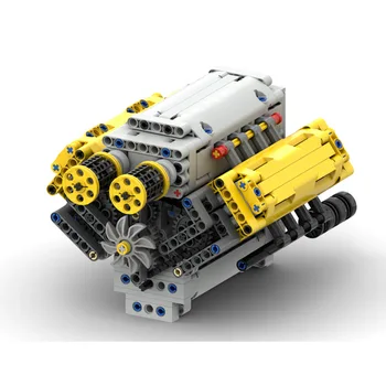 MOC Creative Electric DIY Высокотехнологичные запчасти Строительные блоки Мотор-коробка передач Механическая группа заднего хода Модель Игрушки с двигателем V8