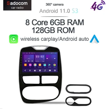 360 Панорамная Камера Carplay 6G + 128G Android 11,0 Автомобильный DVD-плеер GPS WIFI Bluetooth 5,0 RDS Радио Для Renault Clio 4 2016-2019