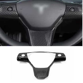 Для Tesla Model Y 2020 2021, крышка рулевого колеса из углеродного волокна, накладка на панель, рамка для кнопок, наклейка, протектор, литье, автомобильные аксессуары
