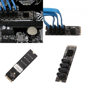 NVME к Карте расширения M.2 PCIE M Key 4 Порта SATA3.0 Контроллер M.2 SATA3 Множитель HDD SSD Адаптер Высокой Скорости