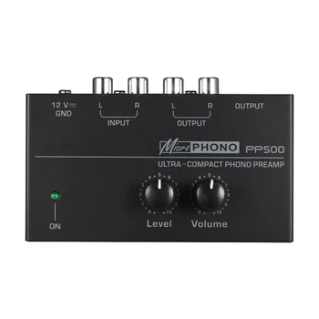 Аудиоусилитель Phono Preamp PP500 Предусилитель Phono Preamp PP500 с Регулятором Уровня Громкости Вход-Выход RCA 1/4 