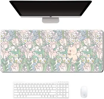 Симпатичный коврик для компьютерного стола для клавиатуры, Большой коврик для мыши, Аксессуары для декора стола в стиле Каваи, Расширенный игровой нескользящий коврик в стиле аниме