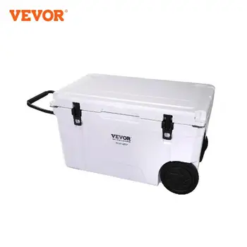 Портативный холодильник с изоляцией VEVOR на колесиках, вмещающий 65 банок, жесткий холодильник на колесиках с прочной ручкой, ланч-бокс для льда