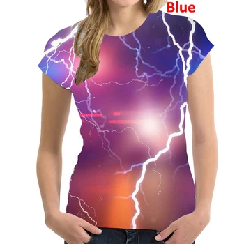 Новая летняя женская модная футболка с коротким рукавом с 3D принтом Молнии