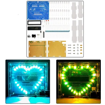 DIY Светодиодный Электронный Комплект в форме сердца Love Flashing Light Для Пайки компонентов Project Practice Suite C51 Однокристальный Микрокомпьютер