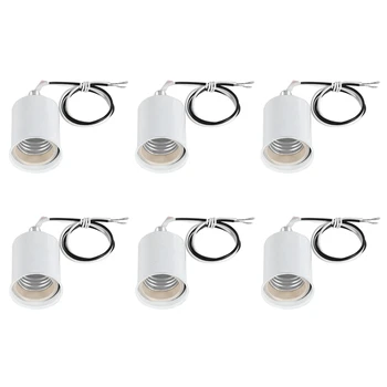 Керамическое винтовое основание 6X E27 Круглая светодиодная лампочка Адаптер для гнезда лампы Металлический держатель лампы с проводом Белый