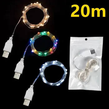 Светодиодные Сказочные Огни 3 М 5 М 10 М 20 М USB LED Медный Провод Струнный Светильник для Спальни Фестиваль Рождество Ганланд Свадебная Вечеринка Декор