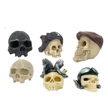 Скелет, модель головы взрослого человека, Реалистичные Человеческие Черепа, Декор для Хэллоуина, Аквариум, Аксессуары для Аквариума, Пещера для домашних рептилий, Домик для домашних животных