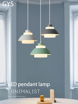Прикроватная светодиодная Подвесная лампа для спальни, Сменная лампа E27, Креативный Обеденный стол, Барная лампа, Люстра в скандинавском стиле Macaron, Мягкая атмосфера