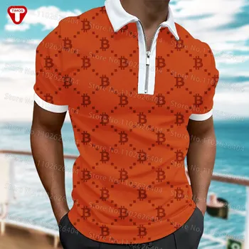 Рубашка-поло с биткоинами, крипто-мода, Свободный дышащий топ с коротким рукавом, Мужская летняя футболка большого размера с принтом Millionaire Wealth