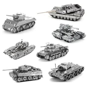 Рождественские DIY 3D Металлические Трехмерные Собранные Модели Строительных Блоков Chieftain Tank Churchill Tank Sherman Tiger Tank Головоломка
