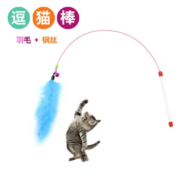 Игрушка-дразнилка для кошек из стальной проволоки, красно-зеленая игрушка-стержень с колокольчиком, домашнее животное, 30 шт. / лот