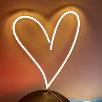 Декор на День Святого Валентина Сердце Неоновая вывеска Неоновый свет с регулируемой яркостью для декора стен Эстетическая вывеска для спальни Подарок на свадьбу День рождения