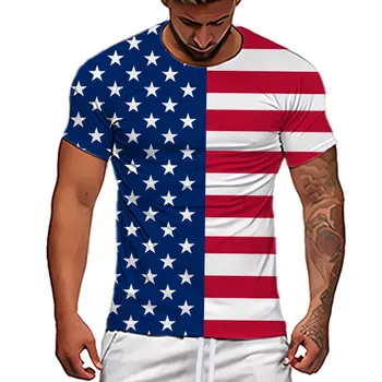 2023 Мужская футболка с принтом американского флага, футболки, мужская летняя футболка с круглым вырезом, футболка оверсайз, уличная одежда, футболка, мужская одежда