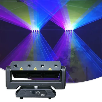 Новый Двухсторонний 4x2 Вт RGB Лазерный 20Kpps Сканер Луч Проектор Со Стробоскопической Движущейся Головкой DMX Свадебная Вечеринка Сценическое Освещение Бар Лампа