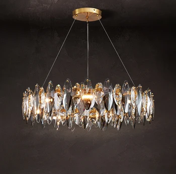 Новая современная хрустальная люстра для гостиной, роскошный домашний декор, осветительные приборы, круглый золотой светодиодный светильник cristal lustre