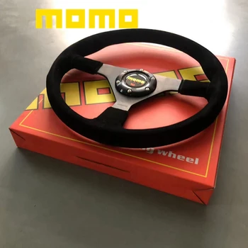 JDM 14-дюймовый Руль Из Замши MOMO Racing Sport MOMO Steel Wheel Volantes Для VW HONDA TOYOTA BMW Nissan Opel