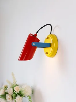 Мемфисский Постмодернистский настенный светильник для детской спальни, кухни, фойе, Металлическая Красочная бытовая техника в стиле ретро в стиле ар-деко, Светодиодная лампа