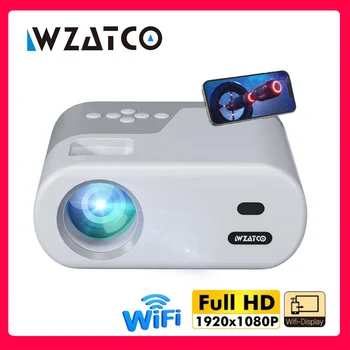Мини-Проекторы WZATCO DP02W WiFi 5 Зеркальный Экран Поддержка Bluetooth Full HD 1080P Проектор 4K LED Проектор для Домашнего кинотеатра
