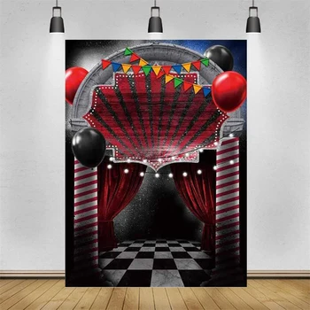 Фон для фотосъемки в цирке в канун Хэллоуина Ужас Жуткая вечеринка Страшная входная дверь Воздушные шары вампиров Фон для наряда декора