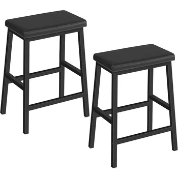 Барные стулья HOOBRO, набор из 2 барных стульев, стулья для завтрака с обивкой из искусственной кожи, простая сборка, подходит для кухни, бара