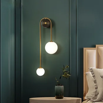 Современный настенный светильник Glass Ball LED Gold Home Decor Для гостиной, прикроватной тумбочки в спальне, внутреннего освещения, бра, светильников