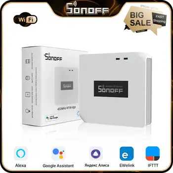 SONOFF RF BridgeR2 Беспроводной контроллер WiFi 433 МГц, дистанционное управление, автоматизация безопасности умного дома, работает для Google Home, Alexa