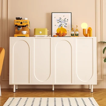 Кремово-светлая роскошь, современный минималистичный дом в гостиной, шкафчики для хранения чая, скандинавские шкафчики