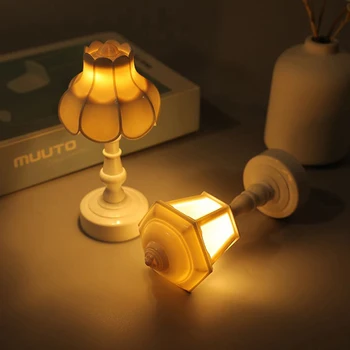 Мини-светодиодная лампа в форме лотоса, настольная ночная лампа для защиты глаз, домашний декор для кукольного домика, Прикроватный кабинет, Гостиная, Декор спальни