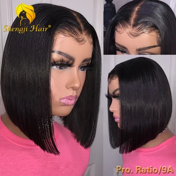 Парик Из Человеческих Волос 360 Кружевной Фронтальный Парик, Предварительно Выщипанный С Детскими Волосами, Бразильский Прямой Парик Remy Glueless Hair Lace Front Wig SHENGJI