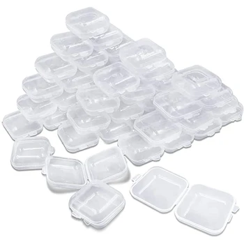 100 упаковок небольших прозрачных пластиковых контейнеров для хранения, футляра с крышками для мелких предметов и других поделок
