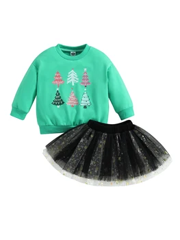 Комплекты одежды Санта-Клауса для маленьких мальчиков из 2 предметов, толстовка с длинными рукавами и штаны, комплект детской одежды на Рождество