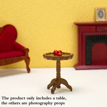 Кукольный домик 1:12, Мини-Деревянный Круглый Кружевной столик, Приставной столик, Кофейный Чайный столик, Модель мебели, Кукольный дом, Сцена из жизни, Аксессуары для декора