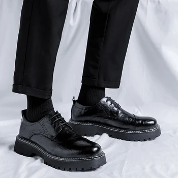 Мужская повседневная обувь из натуральной кожи ручной работы на плоской подошве со шнуровкой, мужская офисная рабочая обувь, деловая Повседневная мужская обувь для свадебной вечеринки