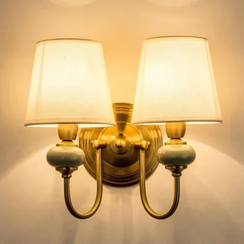Европейский стиль, Медный Светодиодный настенный светильник, Прикроватная тумбочка для спальни, гостиная, ТВ, фоновый свет, Простое освещение для декора виллы в отеле