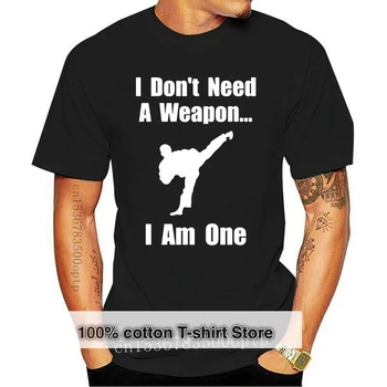 Новая футболка Fuuny I Don't Need A Weapon I Am One с принтом Тхэквондо, Мужская Повседневная Хлопковая футболка, Уличная Одежда в стиле Хип-Хоп, Футболки