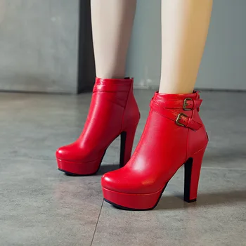 Женские сапоги, женская резиновая обувь, роскошные дизайнерские ботинки на молнии с круглым носком, женские модные ботильоны на высоком каблуке, большой размер 2023, PU Sh