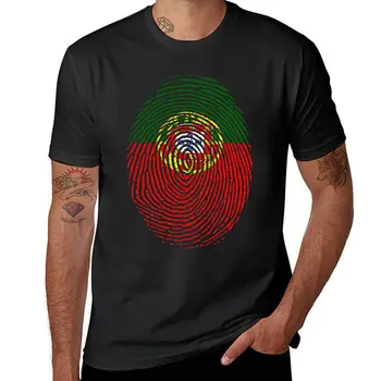 Флаг Португалии, Сделано в Португалии, футболка с отпечатками пальцев Love Finger, мужская хлопчатобумажная футболка с круглым вырезом, одежда с коротким рукавом