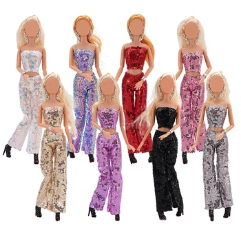 Кукольный Домик, Брючный костюм с блестками для девочки, Кукольная Одежда Длиной 30 см, Аксессуары для кукольной одежды, Подарочные игрушки для девочек 