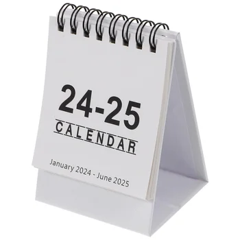 Мини-Спиральный Маленький Настольный Календарь Запланируйте Этот Настольный Гаджет-Календарь На период с января 2024 года по 25 июня, Офисный Планировщик, Принадлежности для творчества