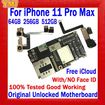 Оригинальная разблокированная бесплатная материнская плата Icloud для iPhone 11 PRO MAX Материнская плата с логической платой Face ID / без нее Поддержка обновления IOS