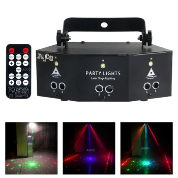 RGB диско-лампа DJ Beam Лазерный проектор DMX Дистанционное стробоскопическое освещение сцены Свадьба Рождество Вечеринка Хэллоуин Огни 9 ГЛАЗ
